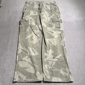Y2K Baggy Camo Cargo Pants Camouflage Military Wrangler Men's 34x30